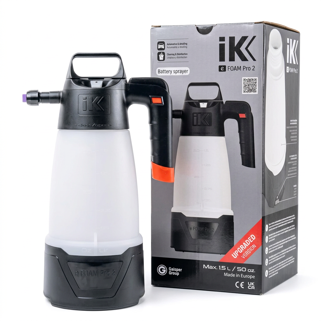 IK e-FOAM Pro 2 sprayer beside its retail box